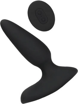 Shots Toys Loveline - Smooth Vibrating Anal Plug with Remote Control - Licorice Black