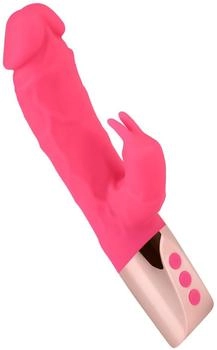 E.I.S. Naturnaher Rabbitvibrator aus Silikon 22 cm neon-pink | gold