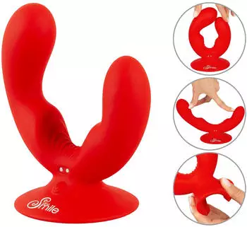You2Toys Doppelvibrator mit Saugfu&szlig; Rot