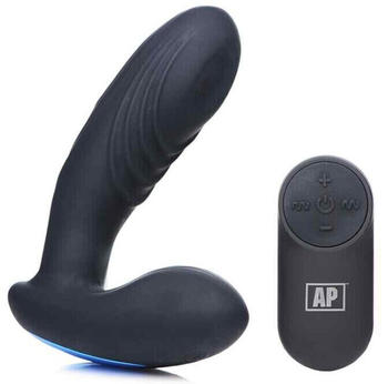XR Brands 7x P-Thump Tapping Prostate Vibe with Remote Control - Black