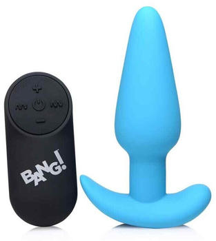 XR Brands 21X Vibrating Silicone Butt Plug with Remote Control - Blue