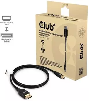 Club3D MiniDisplayPort zu DisplayPort DP80 bidirektionales Kabel (CAC-1116)