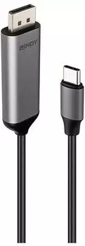Lindy Bi-Direktionales USB-C zu DisplayPort 1.4 Kabel 8K60Hz 1m grau (43503)