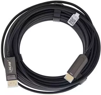 InLine DisplayPort zu HDMI AOC Konverterkabel, 4K/60Hz, schwarz, 25m (17180D)