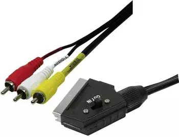 LogiLink SCART auf 3x Cinch Anschlusskabel, 2m, schwarz (CA1029)