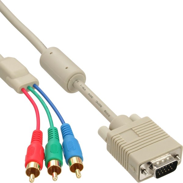 InLine 17202 VGA RGB Kabel, VGA Stecker an 3x Cinch Stecker (2,0m)
