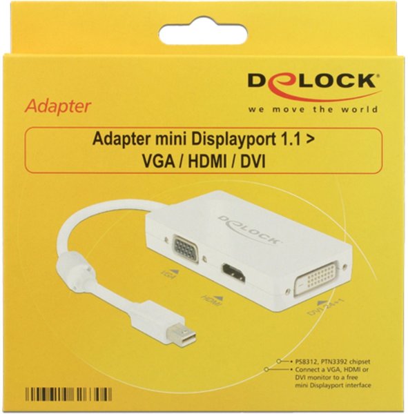 DeLock DisplayPort Adapter - Mini DisplayPort (M / W) / HD15 / HDMI (62630)