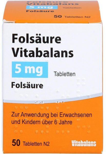 Folsäure Vitabalans 5mg Tabletten (50 Stk.)