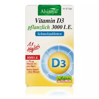 Alsiroyal Vitamin D3 pflanzlich 3000 I.E., Schmelztabletten