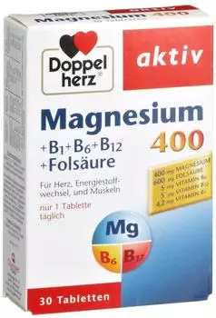 Doppelherz Magnesium 400 + B1 + B6 + B12 + Fols&auml;ure Tabletten (30 Stk.)