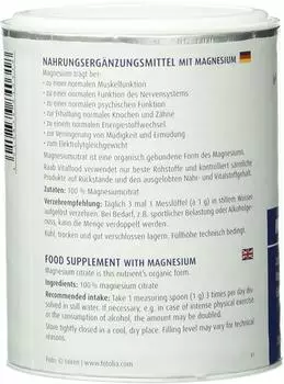 Raab Vitalfood Magnesiumcitrat Pulver (200 g) – Hochwertiges Magnesiumcitrat für optimale Aufnahme