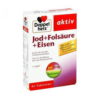 Doppelherz Jod + Folsäure + Eisen Tabletten (45 Stk.)