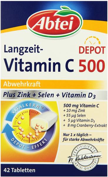 Abtei Langzeit-Vitamin C 500 Plus Zink + Selen + Vitamin D₃ und Tabletten 42 St.