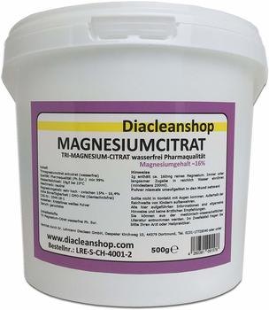 Diacleanshop Magnesiumcitrat - Tri-Magnesium-Citrat wasserfrei Pharmaqualität 500g