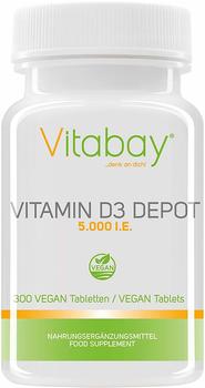 Vitabay Vitamin D3 Depot 5.000 I.E. Nur eine Vegan Tablette5 Tage (300 vegane Tabletten)