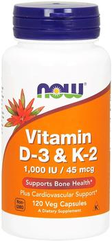 Now Foods Vitamin D3 & K2 1000iU Kapseln (120 Stk.)