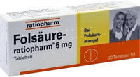 PZN-DE 03971365, Fols&auml;ure Ratiopharm 5 mg Tabletten 20 stk