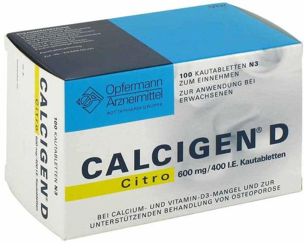 Calcigen D Citro 600 Mg/400 I.e. Kautabletten 100 Stk.