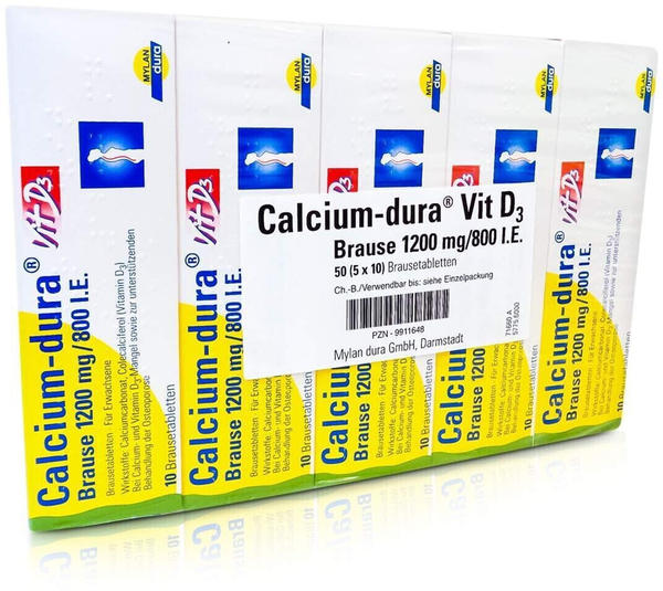 Calcium-dura Vit D3 Brause 1299mg/800 I.E. Brausetabletten (50 Stk.)