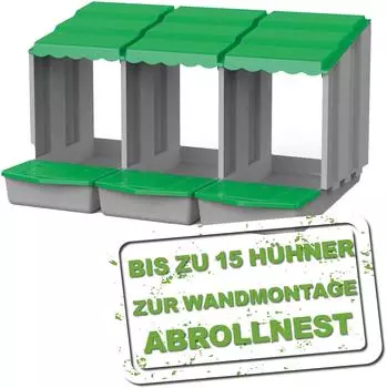 Meine Hennen Hühner Kunststoff Legenest 3 Abteile 51,5 x 46,5 x 84,5 cm