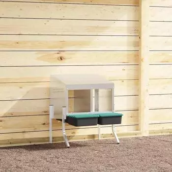 vidaXL Hühner-Nistkasten 2 Fächer mit Beinen, verzinkter Stahl (4104895)