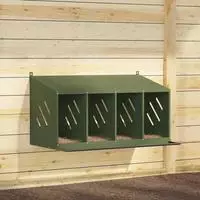 vidaXL H&uuml;hner-Nistkasten mit 4 F&auml;chern Olivgr&uuml;n Metall