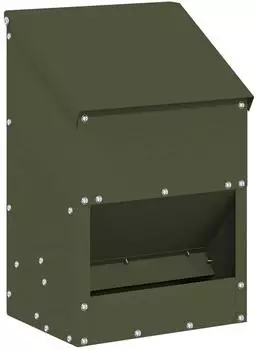 vidaXL Hühnerfütterer 21x16x33cm kaltgewalzter Stahl, olive grün