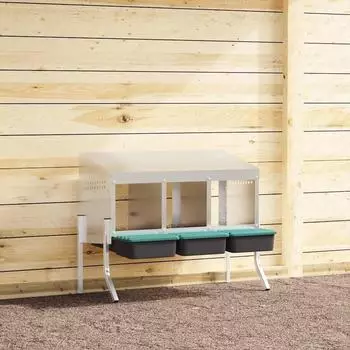 vidaXL H&uuml;hner-Nistkasten 3 F&auml;cher mit Beinen, verzinkter Stahl (4104896)