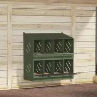 vidaXL H&uuml;hner-Nistkasten mit 8 F&auml;chern Olivgr&uuml;n Metall
