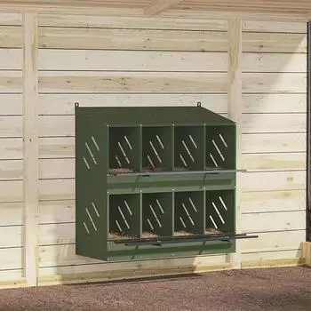 vidaXL Hühner-Nistkasten 8 Fächer, olivgrün, verzinkter Stahl (864349)