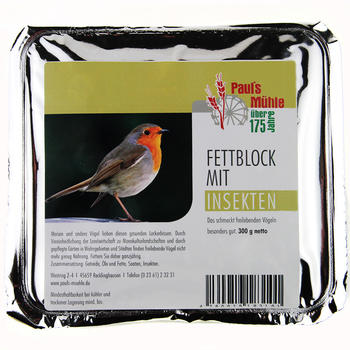 Pauls Mühle Fettblock mit Insekten Vogelbuffet 300g