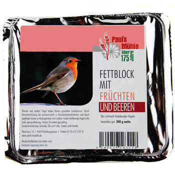 Pauls Mühle Fettblock mit Früchten Vogelbuffet 300g