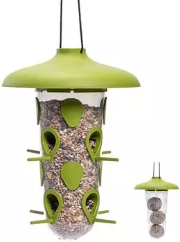 plastia Vogelfutterhaus zum Aufh&auml;ngen 2-in-1 Gr&uuml;n