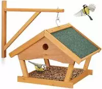 Relaxdays Vogelfutterhaus Holz, Zum Aufh&auml;ngen, Hbt: 35x42,5x40,5 Cm, Garten,