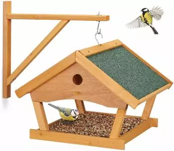 Relaxdays Vogelfutterhaus Wand Dunkelgrün,Hellbraun
