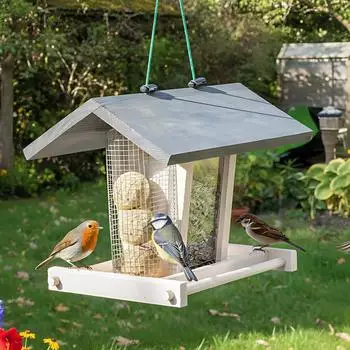 Zooprinz Vogelhaus zum aufhängen mit Sitzstangen Weiß