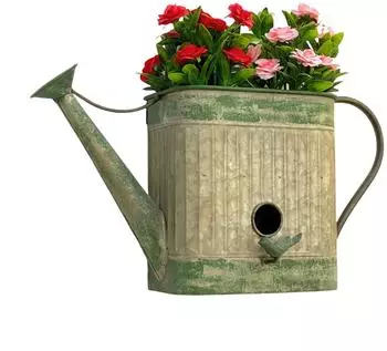 DanDiBo Vogelhaus mit Blumentopf zum Aufh&auml;ngen, Metall, wetterfest (481999)
