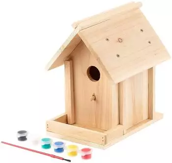 Royal Gardineer Nistkasten-Bausatz Echtholz mit Balkon und 6-teiligem Farben-Set