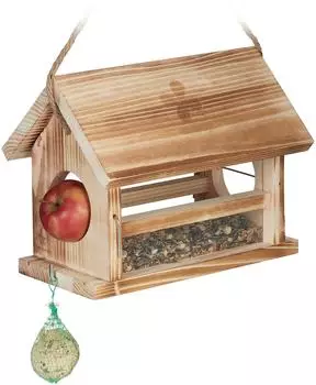 Relaxdays Vogelfutterhaus Tannenholz, FSC-zertifiziert, wetterfest, 24x31x20cm (10042947)