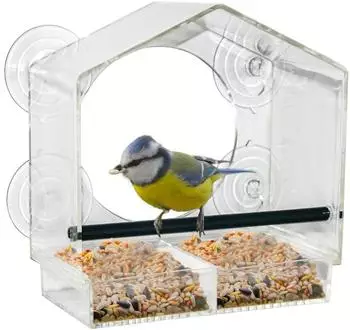 Spetebo Fenster-Vogelfutterhaus transparent mit Saugn&auml;pfen, 20x18cm (3575)