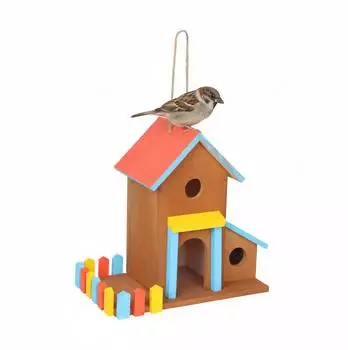 Relaxdays Vogelfutterhaus zum Aufh&auml;ngen, Holz, bunt