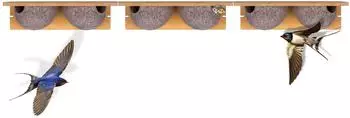BigDean Schwalben-Doppelnistkasten f&uuml;r Mehlschwalben, Holzbeton, 3er-Set (753639)