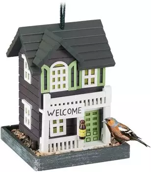 Relaxdays Vogelfutterhaus zum Aufh&auml;ngen, Holz, mehrfarbig (10037457)