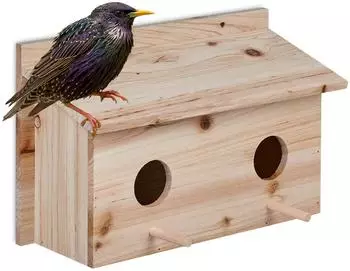 Relaxdays Starenhaus Nistkasten aus Holz, 2 Einflugl&ouml;cher