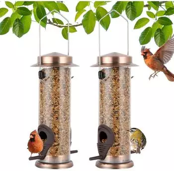 LuxusKollektion Futterspender f&uuml;r Wildv&ouml;gel, Edelstahl, h&auml;ngend, 2er-Set