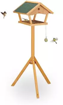 Relaxdays Vogelfutterhaus auf Ständer, Holz, hellbraun, XXL (66x137x59cm)