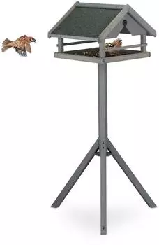 Relaxdays Vogelfutterhaus mit Ständer, wetterfest, Tannenholz, 120x62x55cm (10038398)