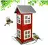 Relaxdays Vogelfutterhaus zum Aufhängen, Metall, rot, 26x12x12cm