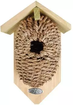 Dehner Kadlin Wildvogel-Nistbeutel Seegras/Holz, Einflugloch &Oslash; 3,5cm, 26x14x10cm (1547074)