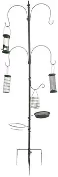 Relaxdays Vogelfutterstation 6-in-1, Erdspie&szlig;, Stahl, grau